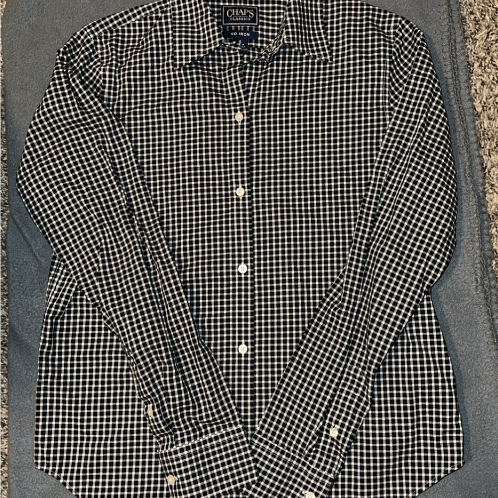 Chaps Black and White Gingham Blouse Timeless Style